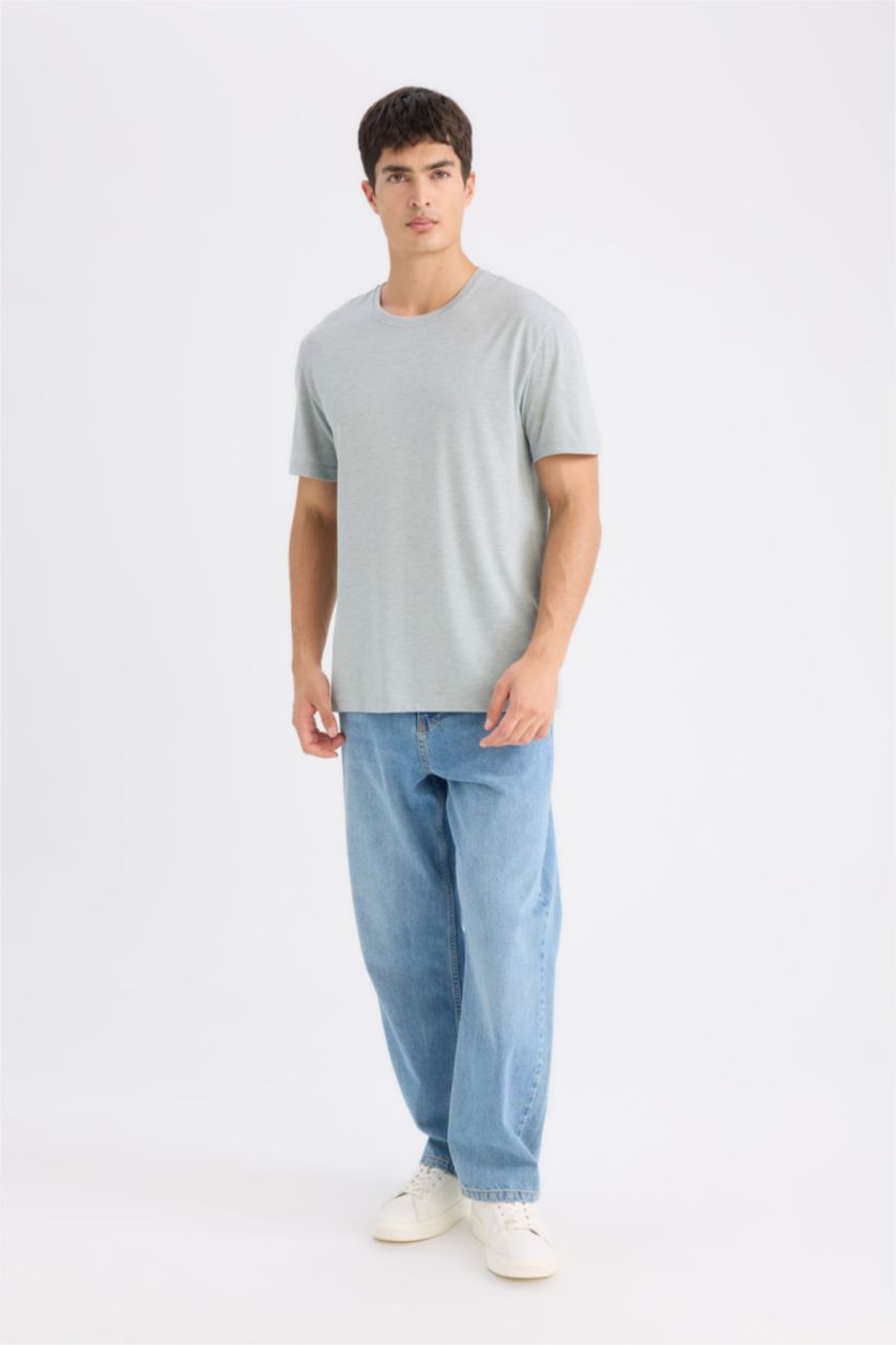 Men Mint Melange New Regular Fit Short Sleeve T-Shirt