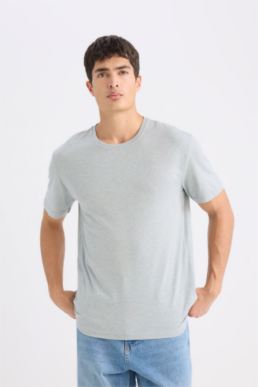 Men Mint Melange New Regular Fit Short Sleeve T-Shirt