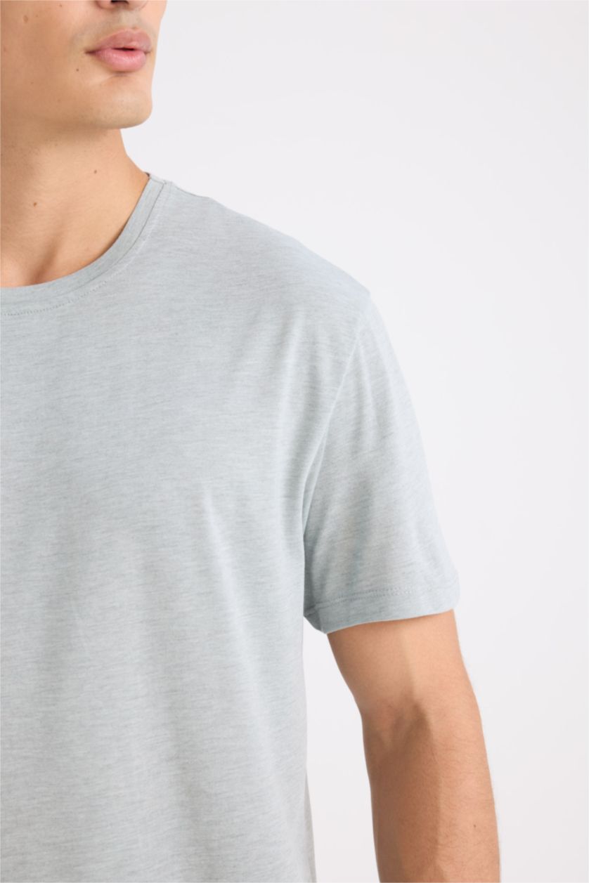 Men Mint Melange New Regular Fit Short Sleeve T-Shirt