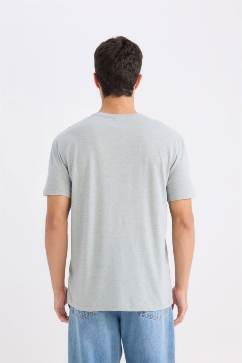 Men Mint Melange New Regular Fit Short Sleeve T-Shirt