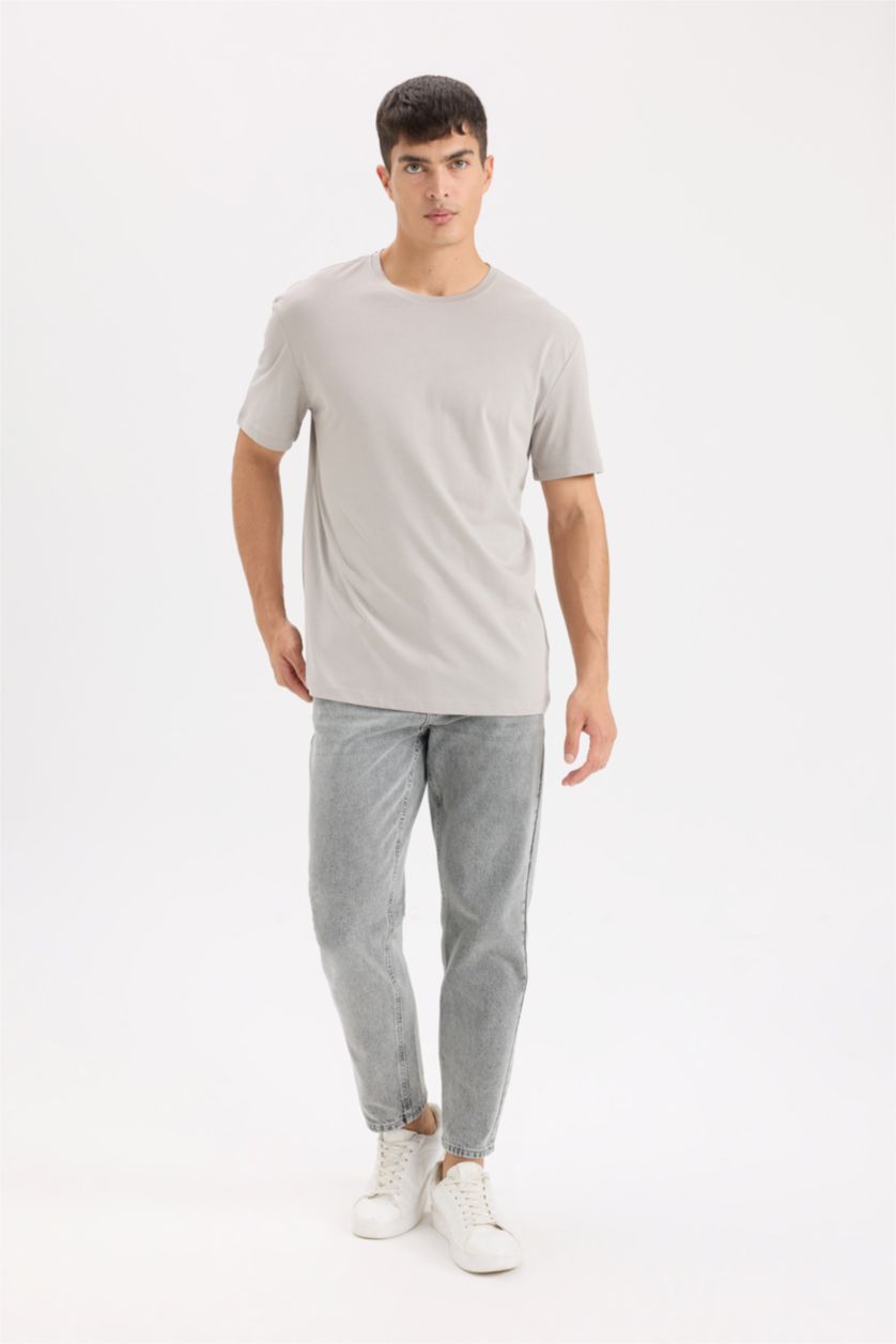 Men Grey New Regular Fit Short Sleeve T-Shirt