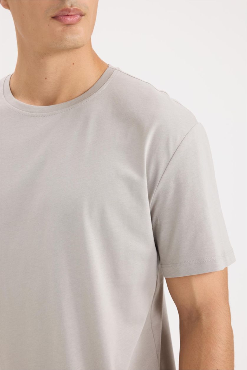 Men Grey New Regular Fit Short Sleeve T-Shirt