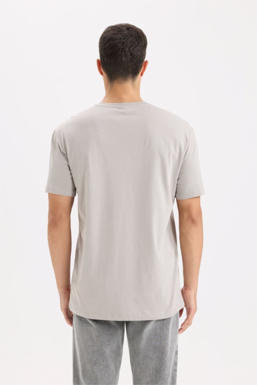 Men Grey New Regular Fit Short Sleeve T-Shirt