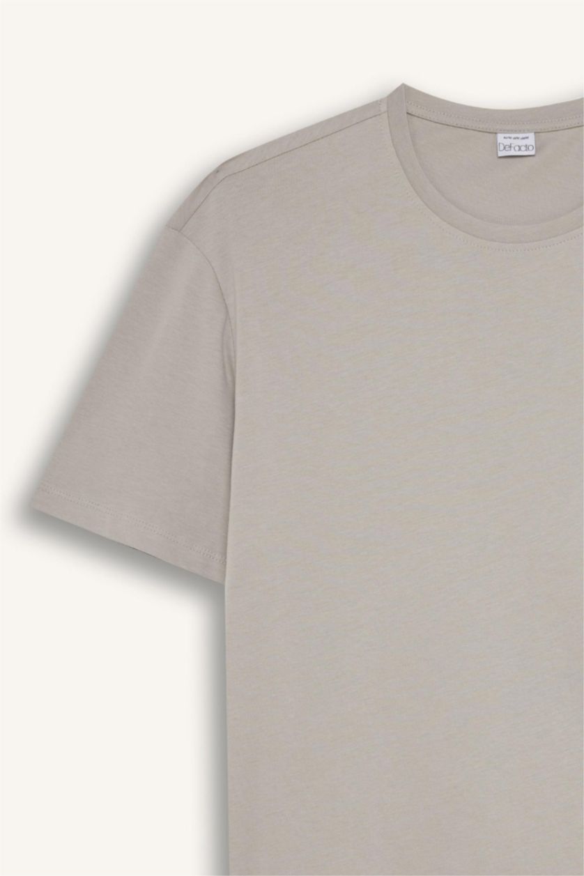 Men Grey New Regular Fit Short Sleeve T-Shirt