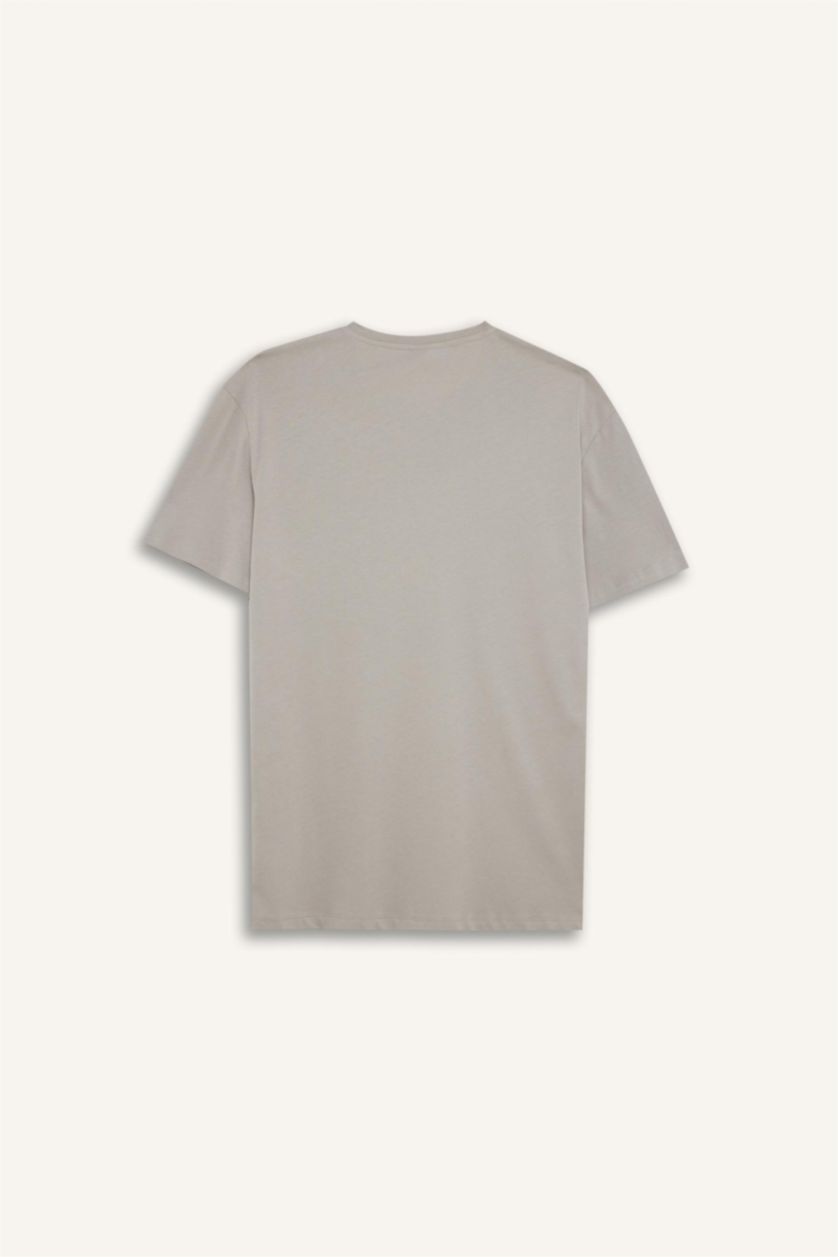 Men Grey New Regular Fit Short Sleeve T-Shirt