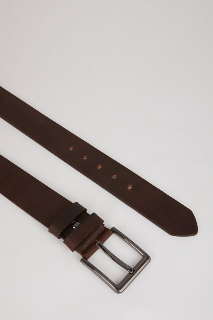 Erkek Kahve Erkek Sığır Derisi Jean Kemeri