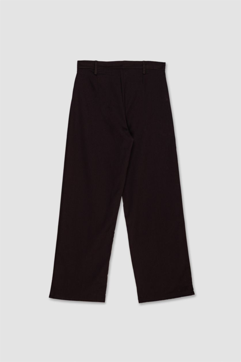 WOMAN Brown Straight Fit Regular Waist Trousers