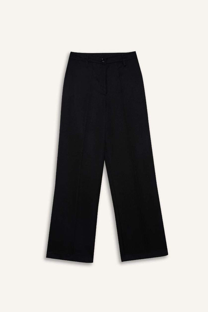 نساء أسود بنطلون مخطط وايد ليج برجل واسع وخصر عادي