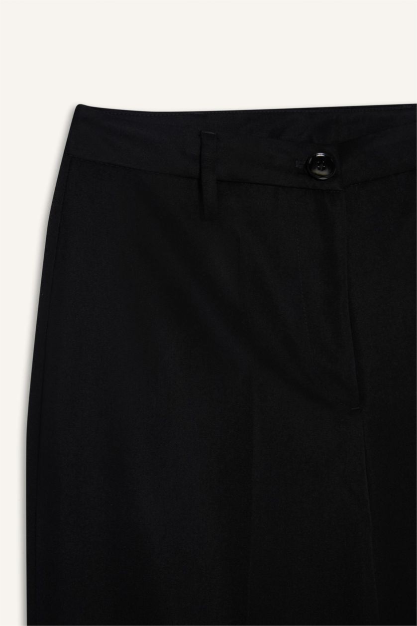 نساء أسود بنطلون مخطط وايد ليج برجل واسع وخصر عادي