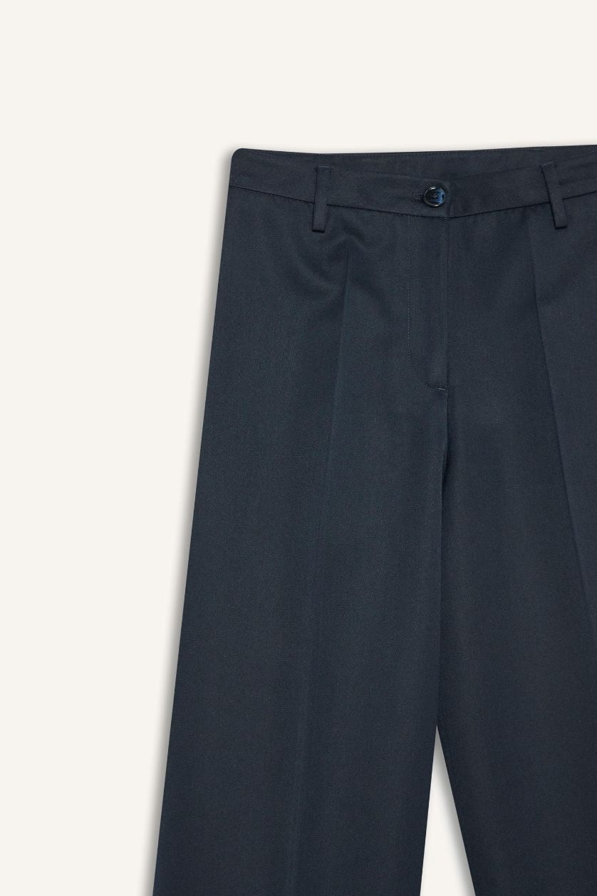 WOMAN NAVY Wide Leg Normal Waist Standard Length Trousers