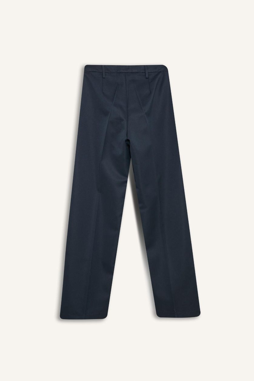 WOMAN NAVY Wide Leg Normal Waist Standard Length Trousers