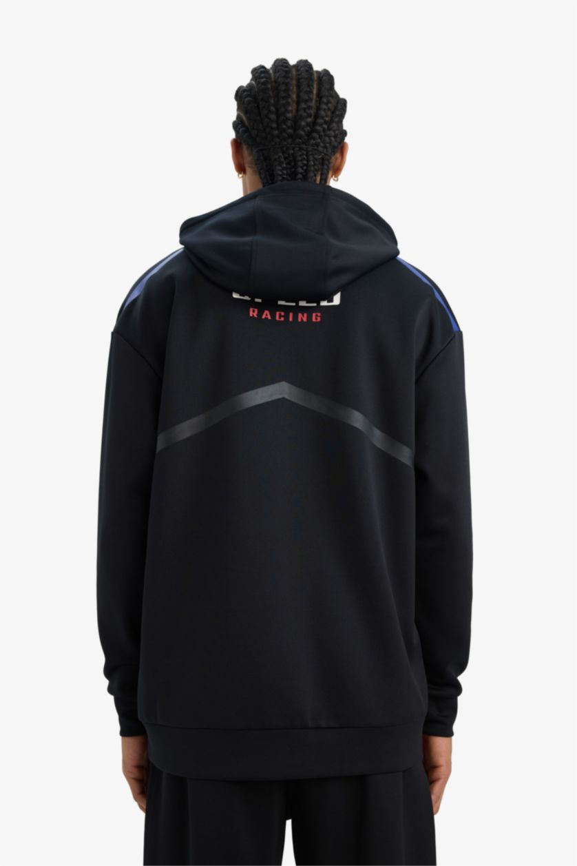 Man Black DeFactoFit Boxy Fit Hooded Scuba Fabric Sports Sweatshirt