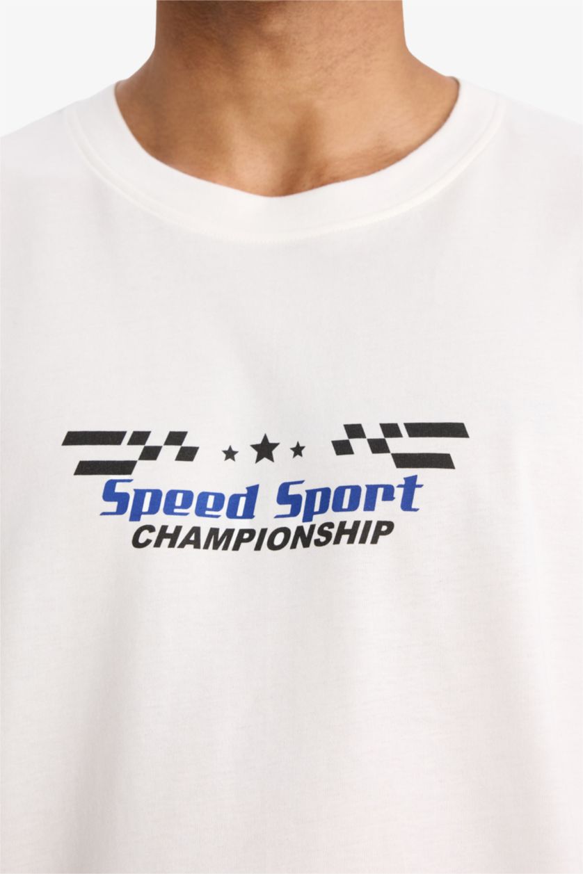 رجال بيج فاتح Oversize Fit Short Sleeve T-Shirt