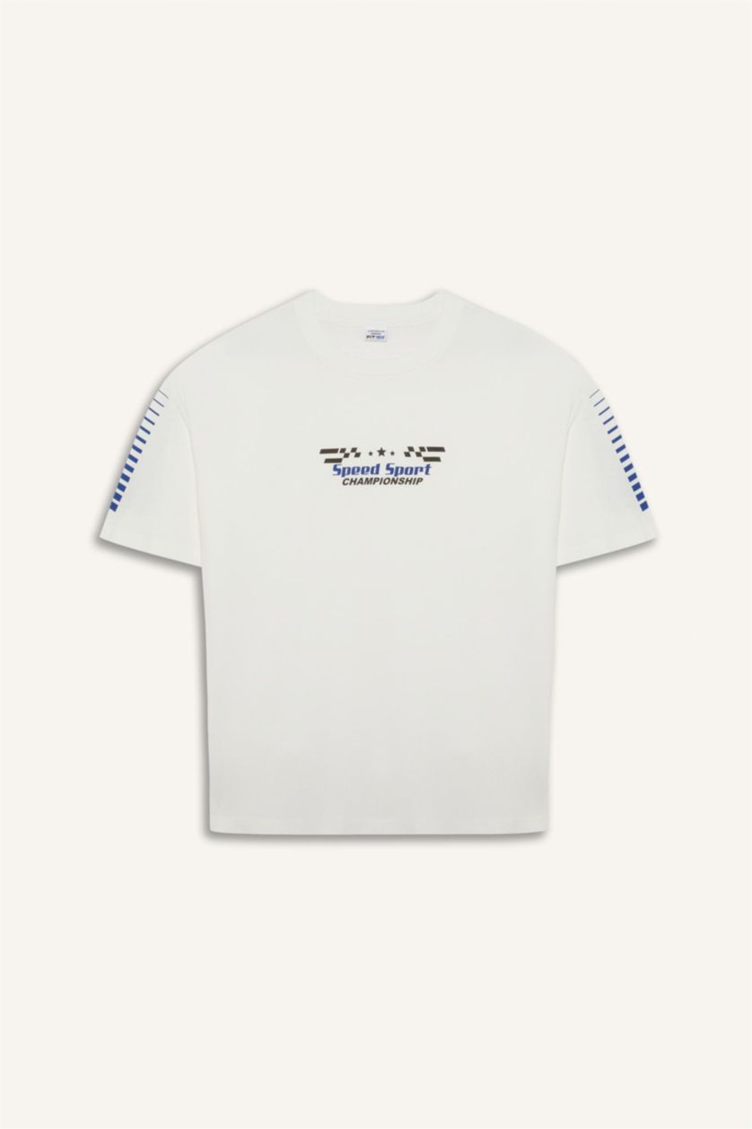 رجال بيج فاتح Oversize Fit Short Sleeve T-Shirt