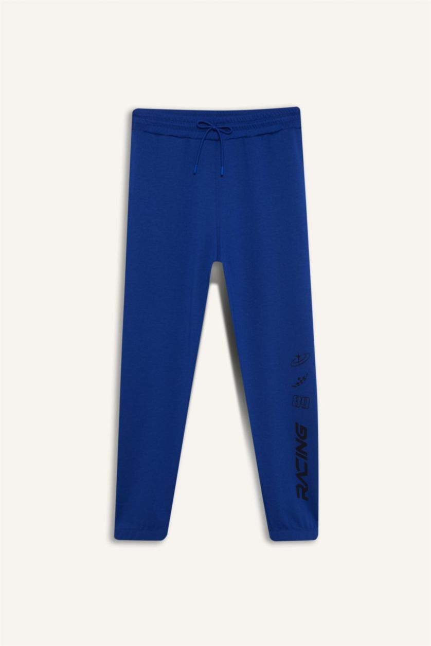 رجال أزرق فاقع بنطلون بجامة رياضي قماش سكوبا قصة عادية برجل مطاطي من DeFactoFit