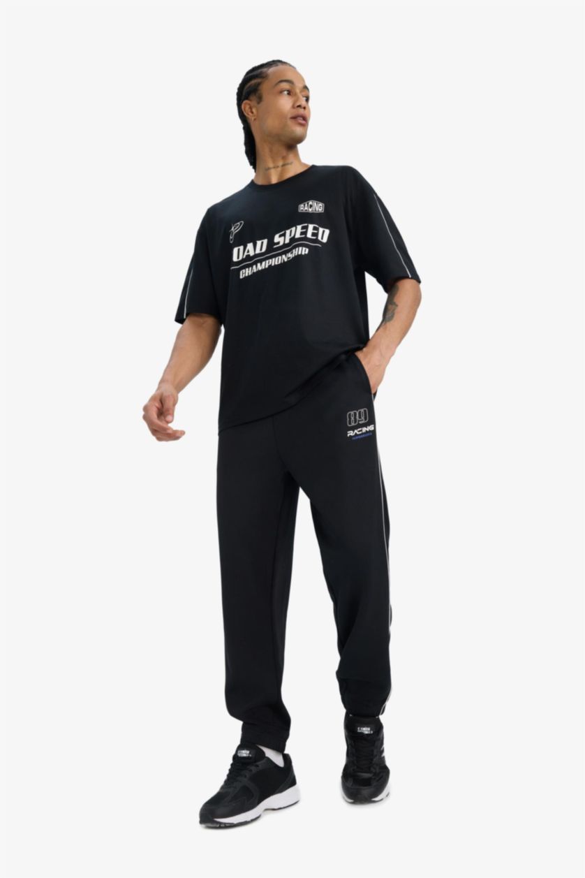 Man Black DeFactoFit Oversize Fit Crew Neck Sports T-Shirt