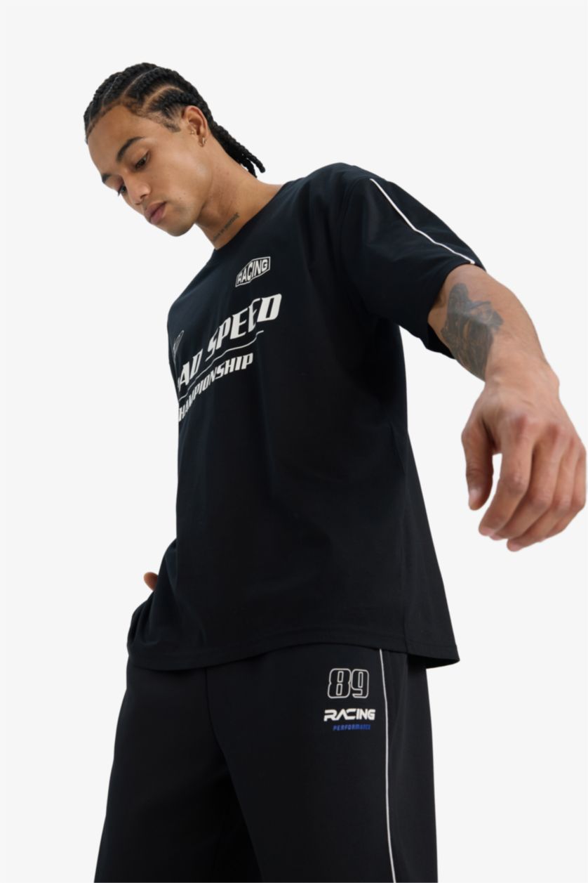 Man Black DeFactoFit Oversize Fit Crew Neck Sports T-Shirt