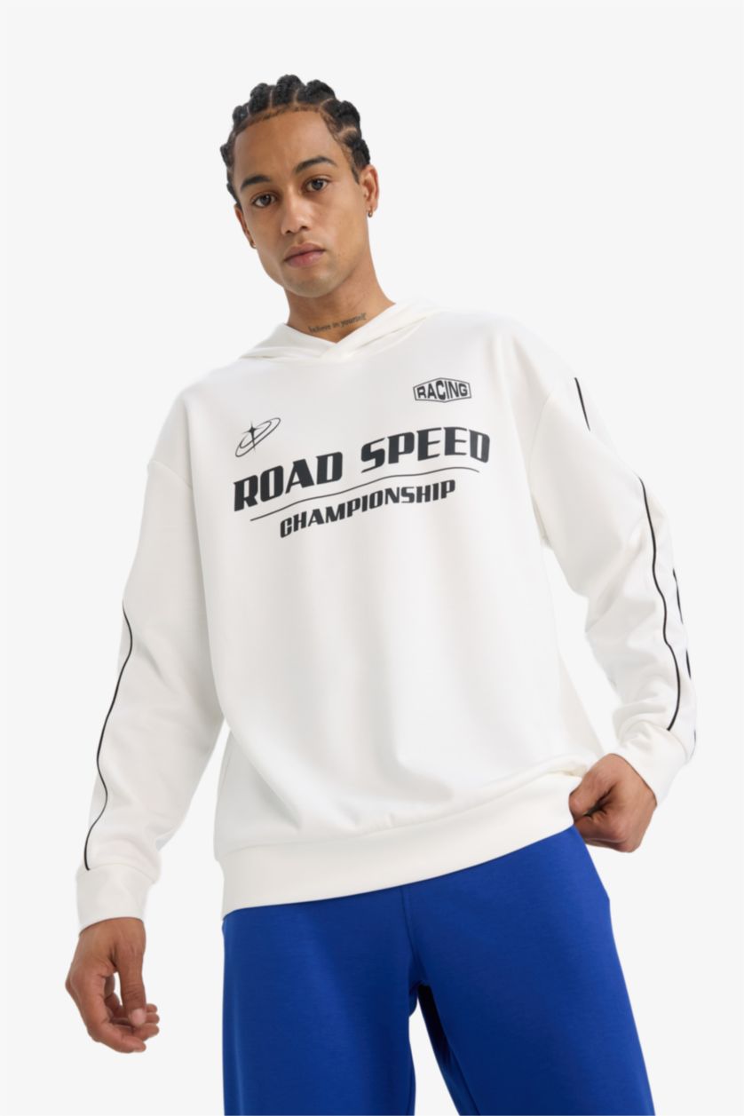 Man Ecru Boxy Fit Sweatshirt