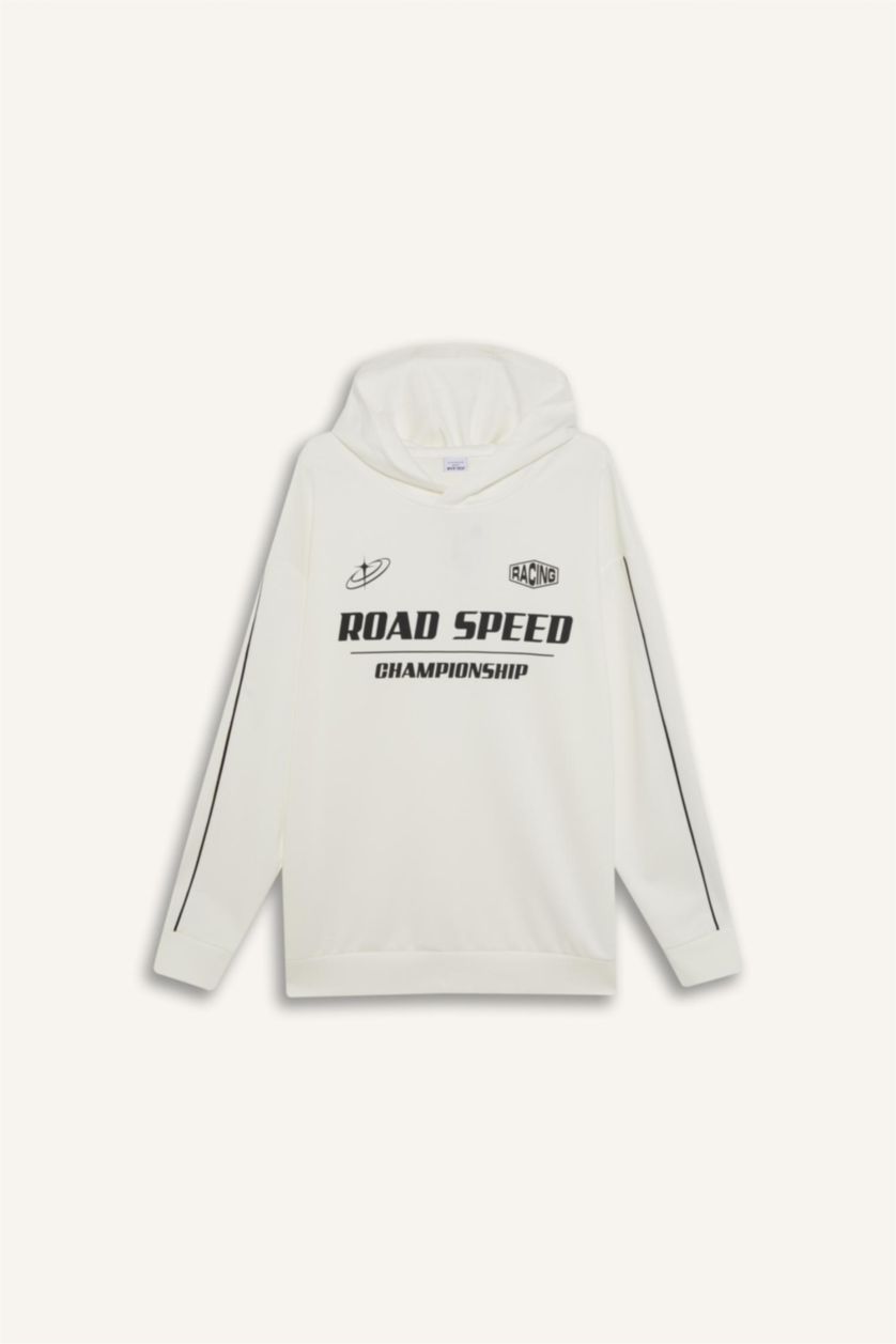 Man Ecru Boxy Fit Sweatshirt