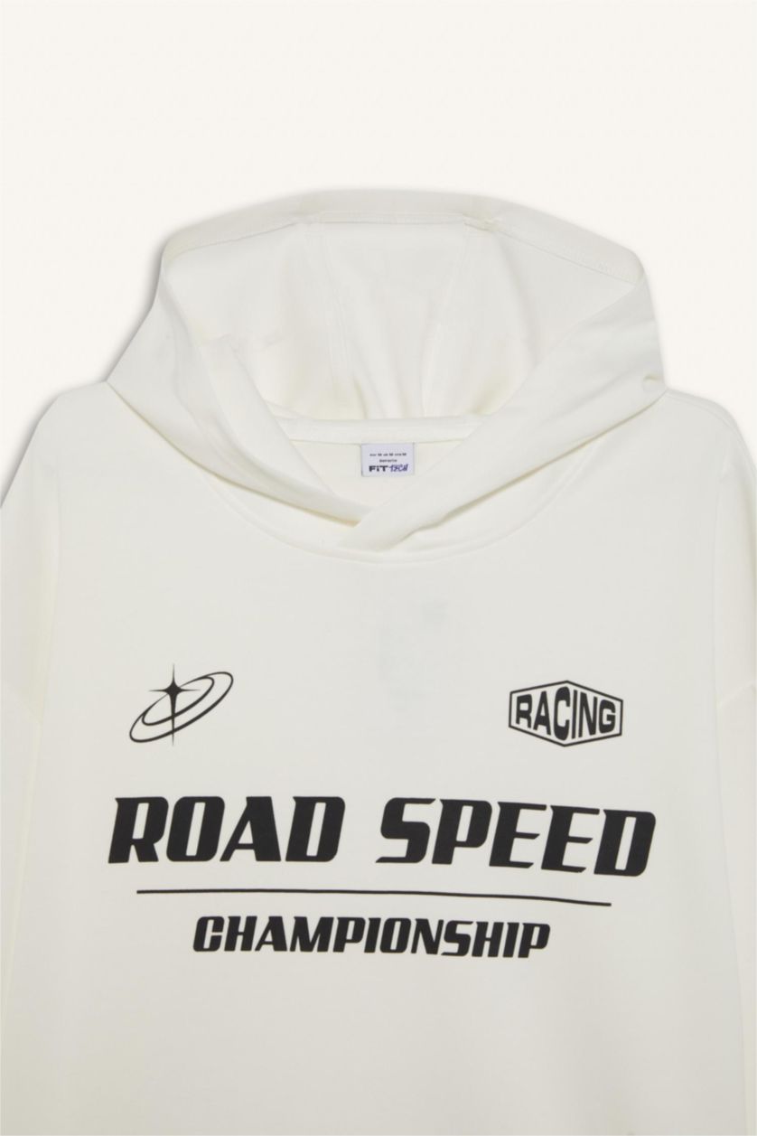 Man Ecru Boxy Fit Sweatshirt