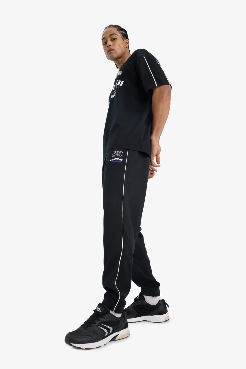 MAN Black DeFactoFit Standard Fit Elastic Band Scuba Fabric Sweatpants