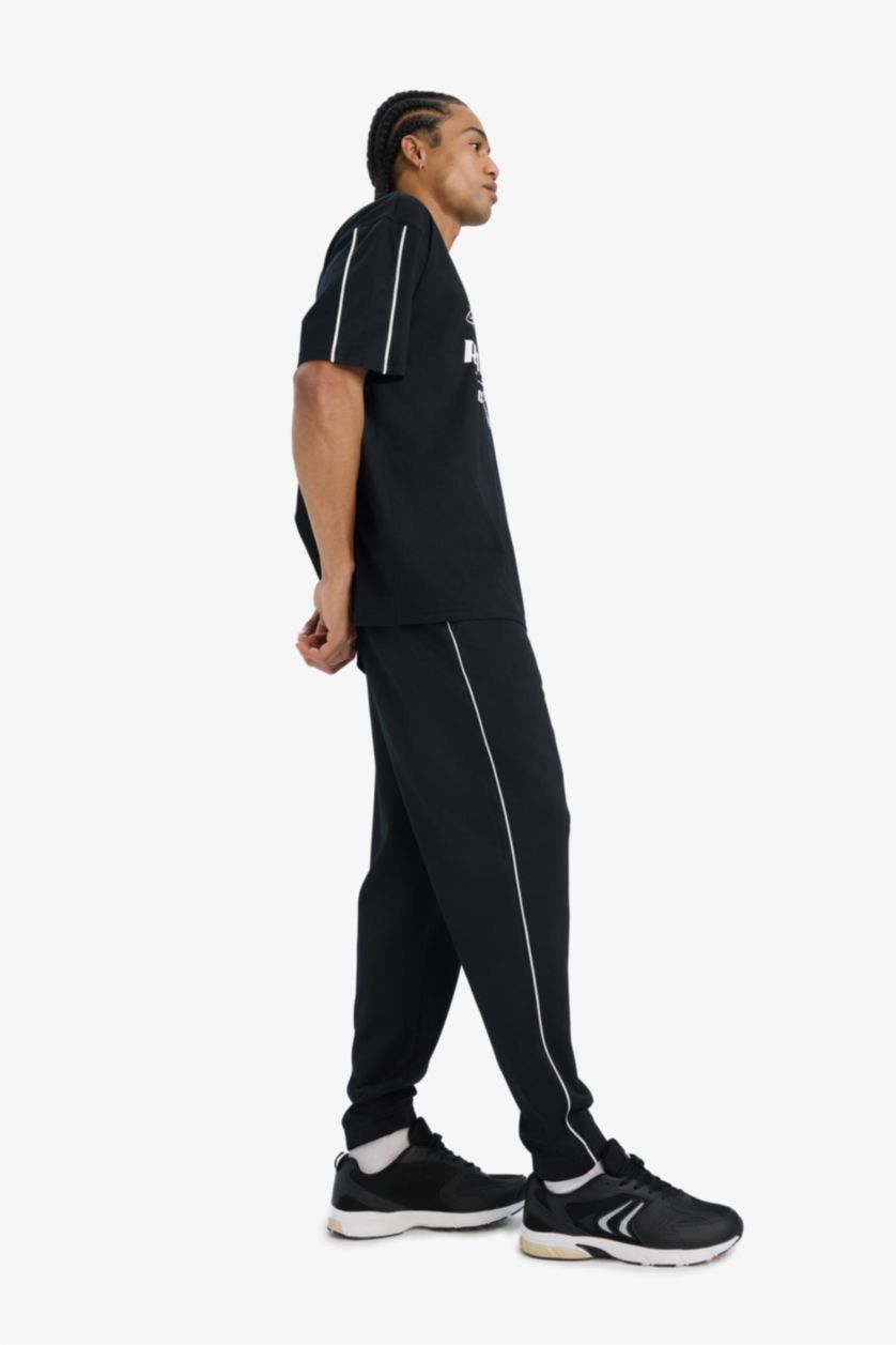 MAN Black DeFactoFit Standard Fit Elastic Band Scuba Fabric Sweatpants
