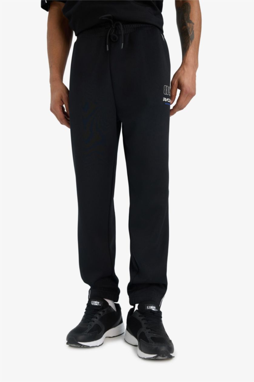 MAN Black DeFactoFit Standard Fit Elastic Band Scuba Fabric Sweatpants