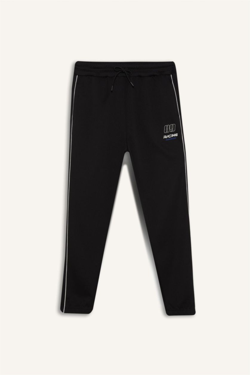 MAN Black DeFactoFit Standard Fit Elastic Band Scuba Fabric Sweatpants