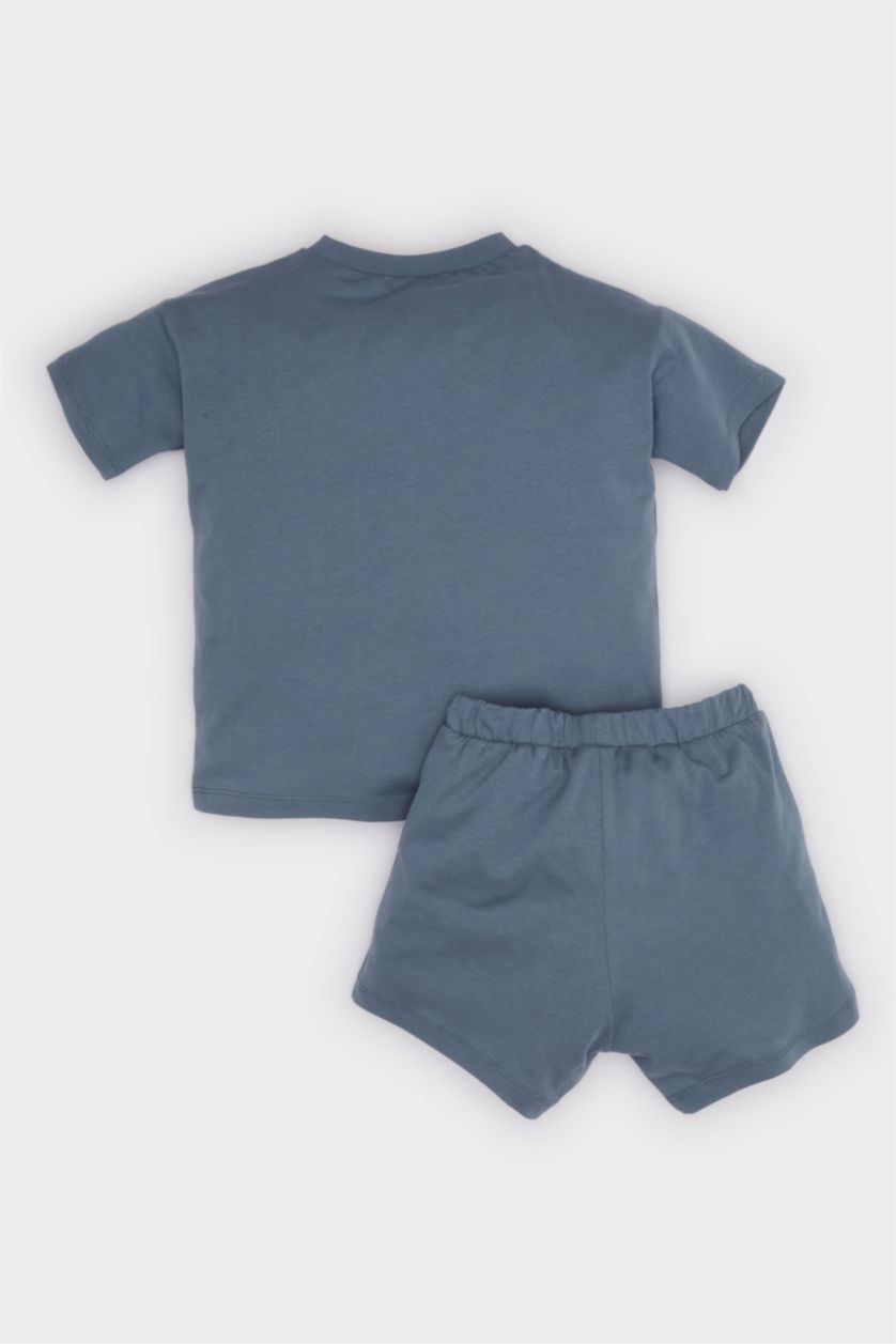 Baby Boy Light Indigo Baby Boy Dinosaur Printed 2 Piece Set