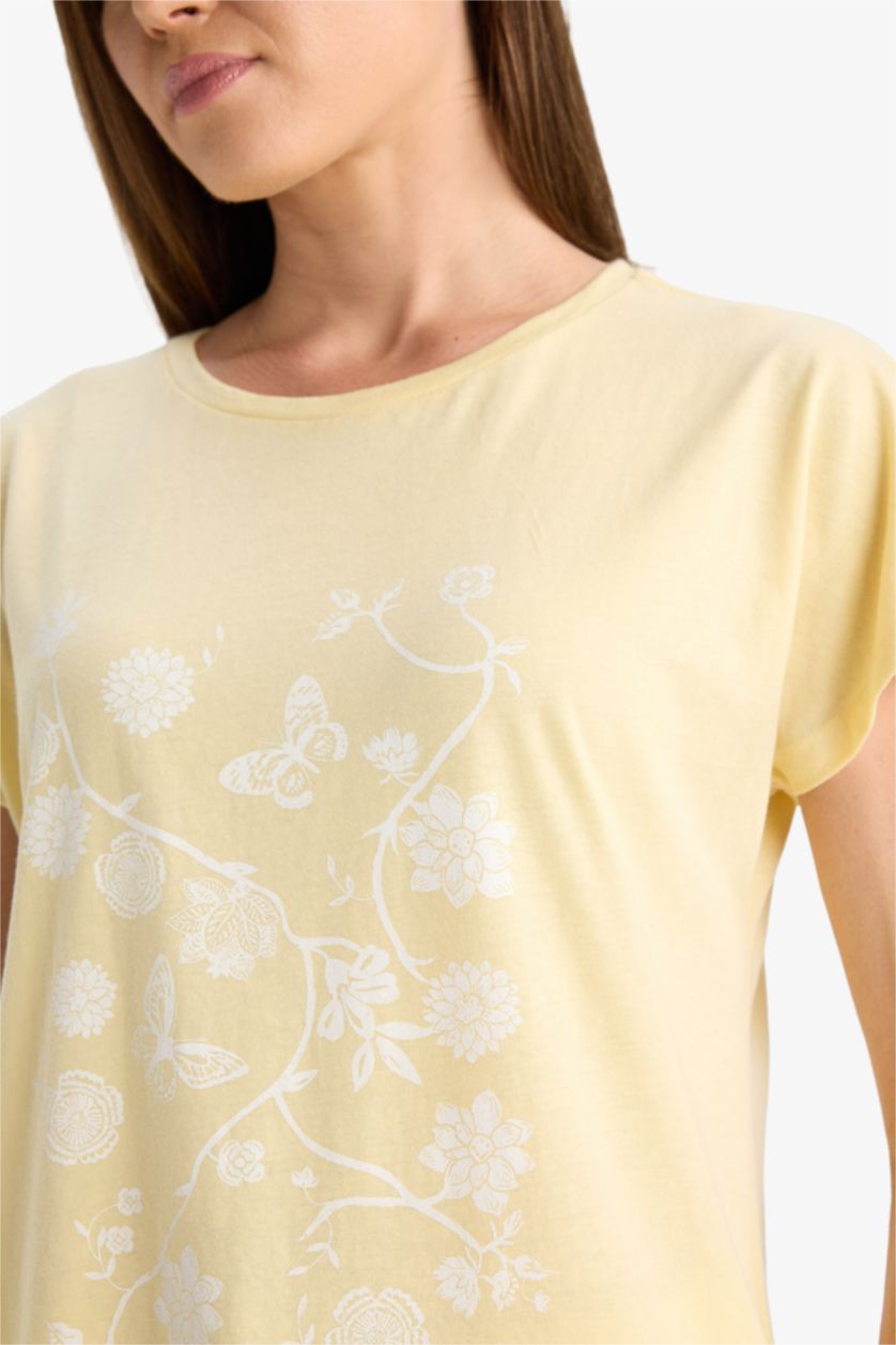WOMAN Light Yellow Regular Fit Short Sleeve T-Shirt