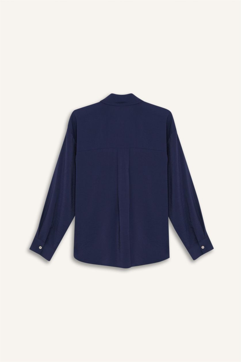 Kadın Lacivert Regular Fit Plaj Gömleği