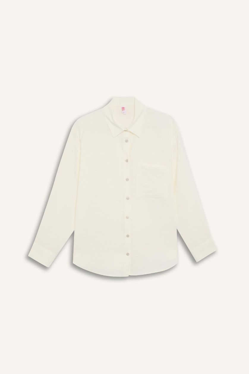 Kadın Kırık Beyaz Regular Fit Plaj Gömleği