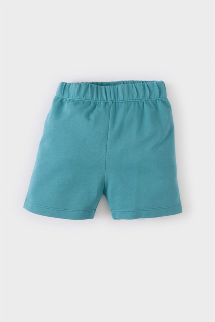 Erkek Bebek Ekru 2'li Takım Baskılı Kısa Kollu Tişört Şort Erkek Bebek