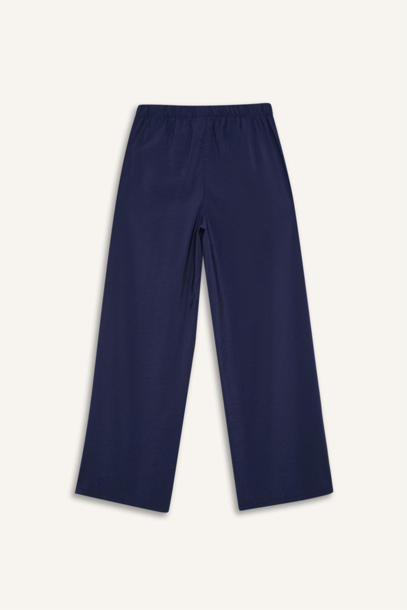 Kadın Lacivert Regular Fit Beli Lastikli Plaj Pantolonu