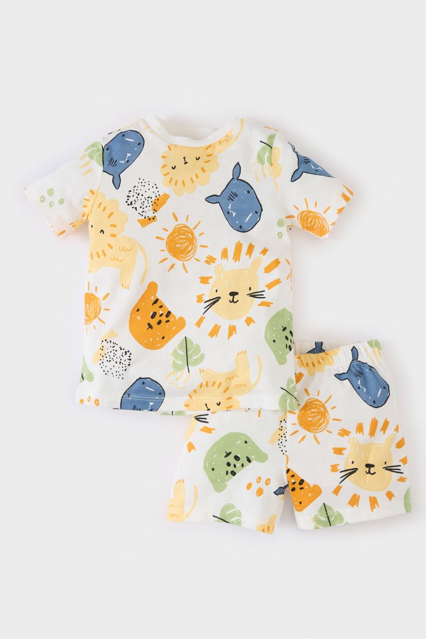 BÉBÉ GARÇON Écru Ensemble Pyjama T-shirt et Short en coton à motifs pour bébé garçon