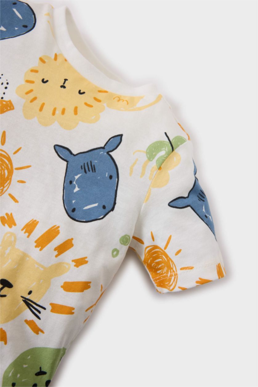 BÉBÉ GARÇON Écru Ensemble Pyjama T-shirt et Short en coton à motifs pour bébé garçon