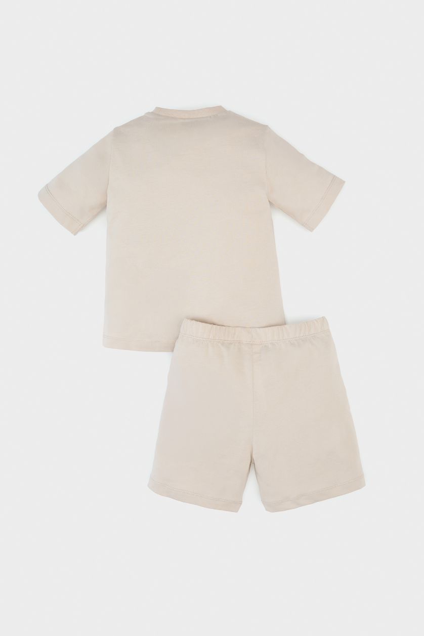 Baby Boy Beige Baby Boy Giraffe Printed Cotton 2 Piece Pajama Set