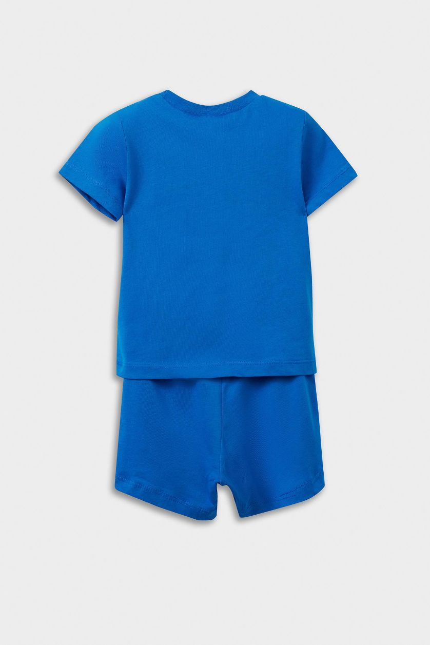 مولود ذكر اللون الملكي طقم بيجاما أولاد ممشط بطبعة سوبرمان تيشيرت و شورت - قطعتين