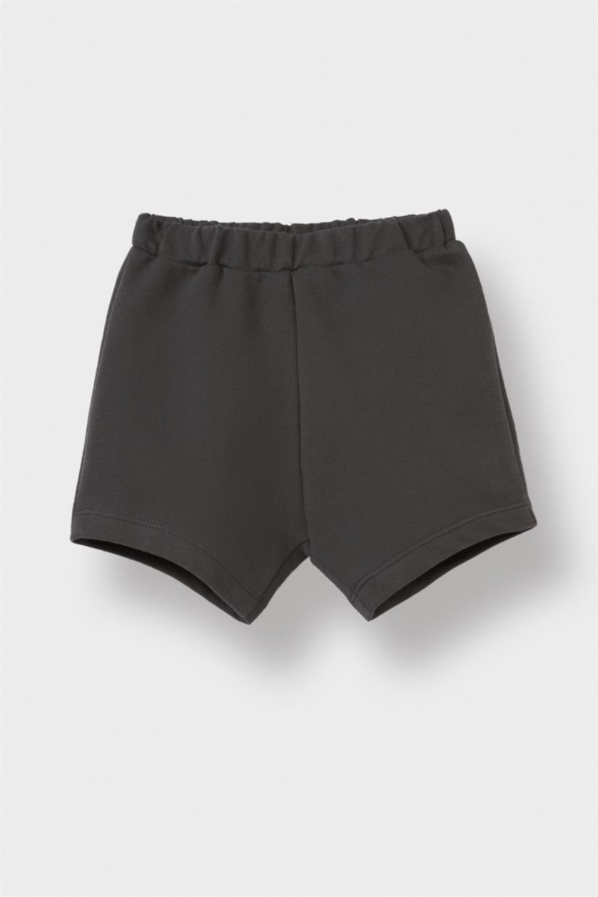 Erkek Bebek Antrasit 2'li Takım Palmiye Desenli Kısa kollu Tişört Beli Lastikli Şort Erkek Bebek