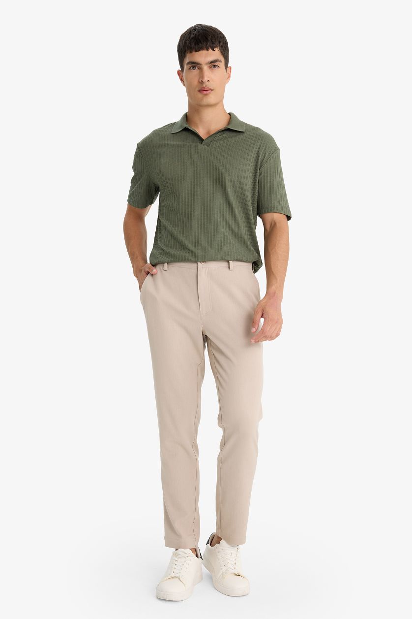 MAN Khaki Regular Fit Crinkle Polo T-Shirt