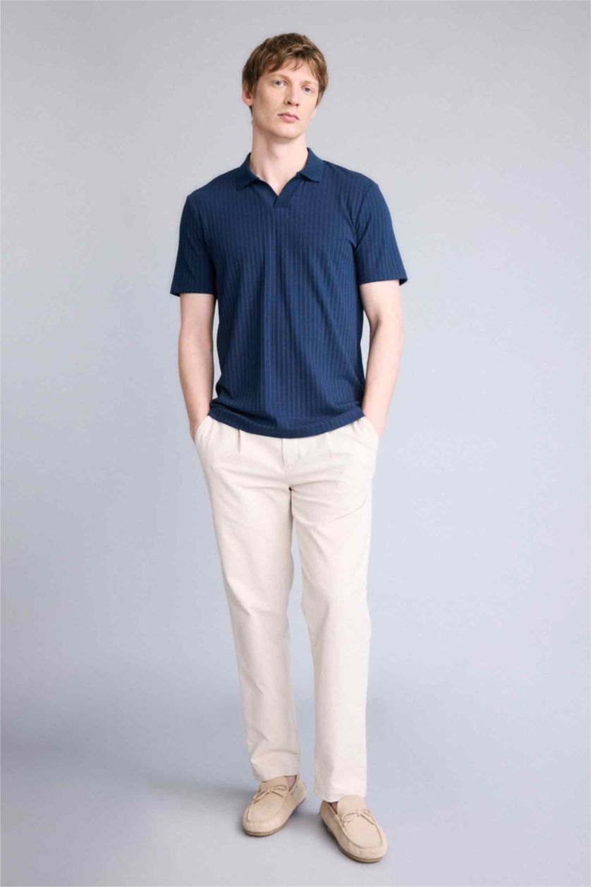 Ерлер әскери-теңіз Regular Fit кринкл қысқа жеңді поло футболка