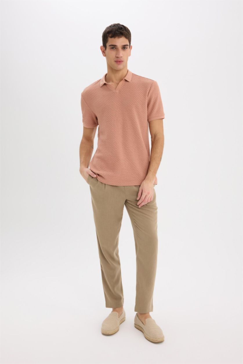 Erkek Vizon Regular Fit Polo Yaka Kısa Kollu Tişört