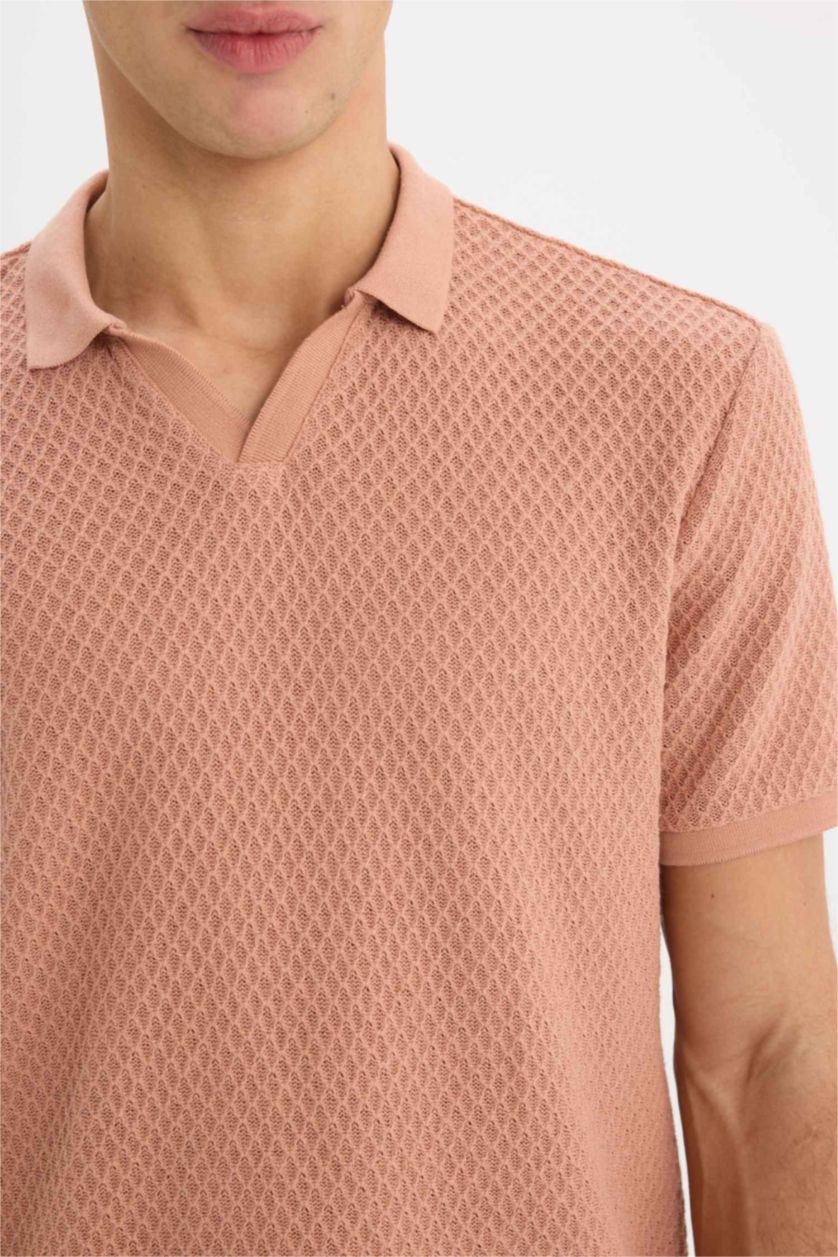 Erkek Vizon Regular Fit Polo Yaka Kısa Kollu Tişört