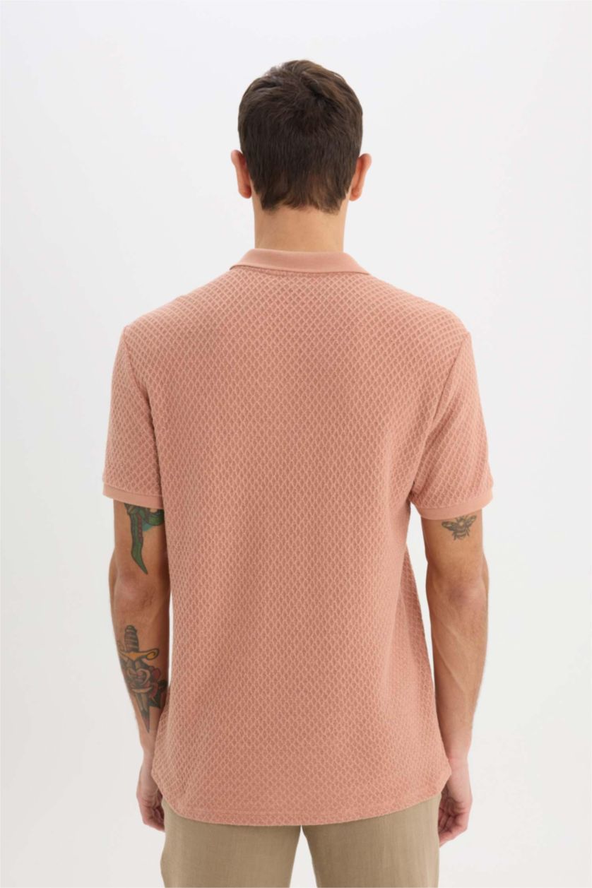 Erkek Vizon Regular Fit Polo Yaka Kısa Kollu Tişört