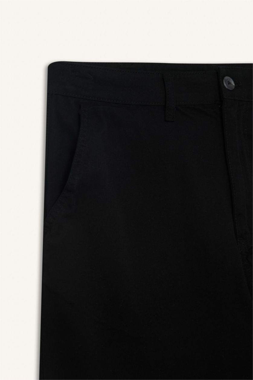 رجال أسود شورت برمودا قطن قصة عادية