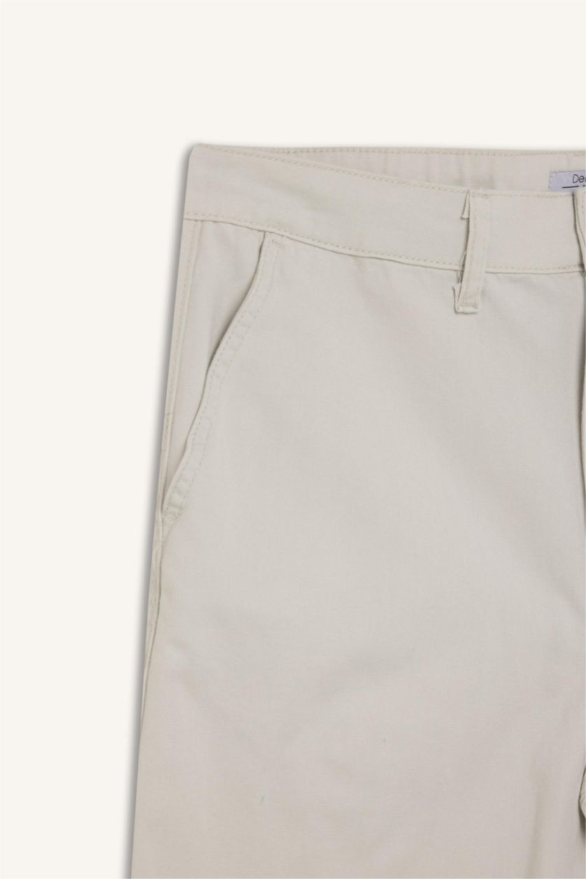 Man Light Grey Cotton Regular Fit Bermuda Shorts