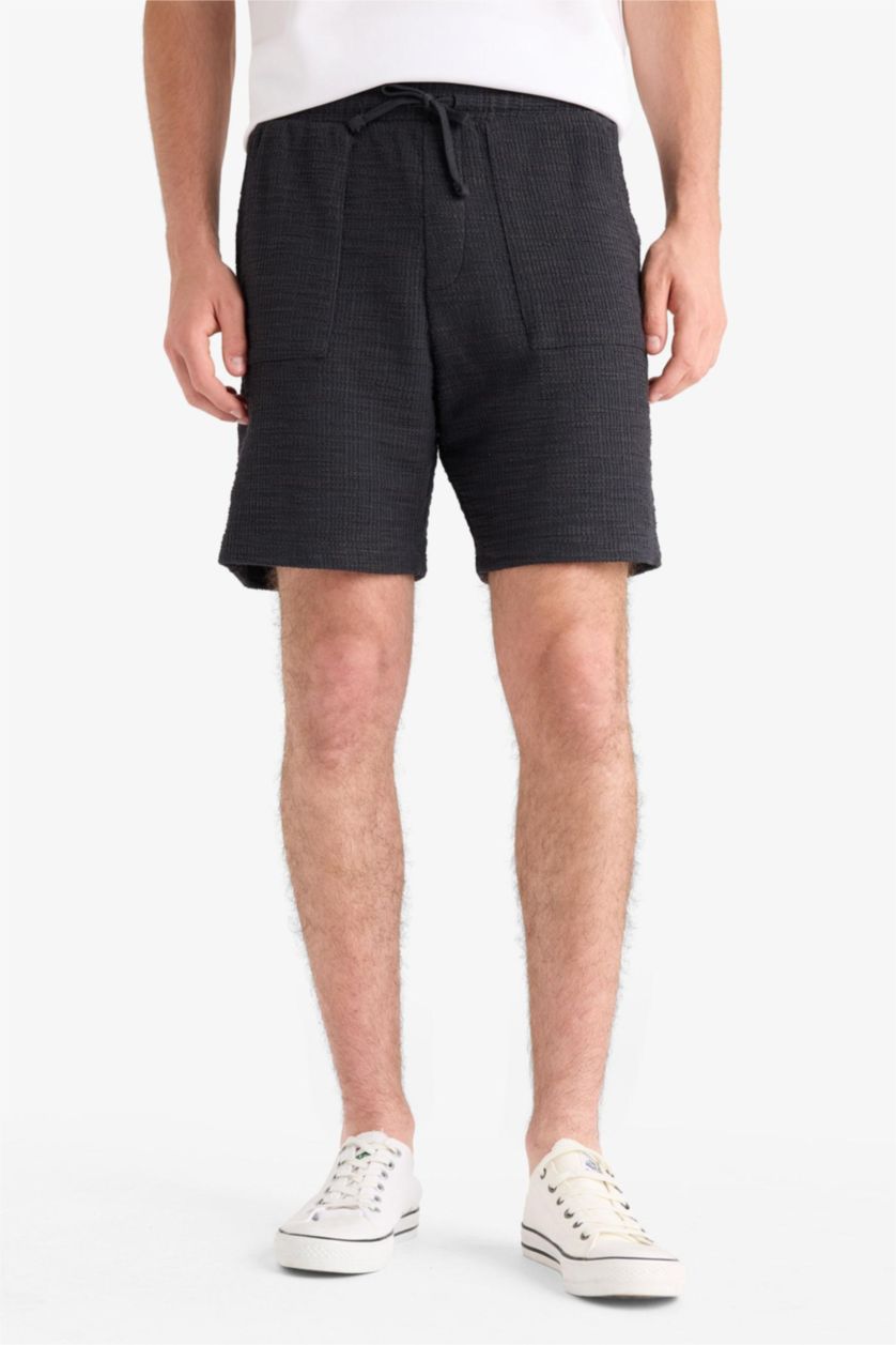 Man Anthracite Relax Fit Tied Waist Bermuda Shorts