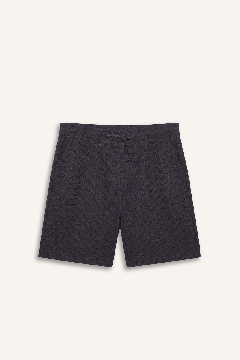 Man Anthracite Relax Fit Tied Waist Bermuda Shorts