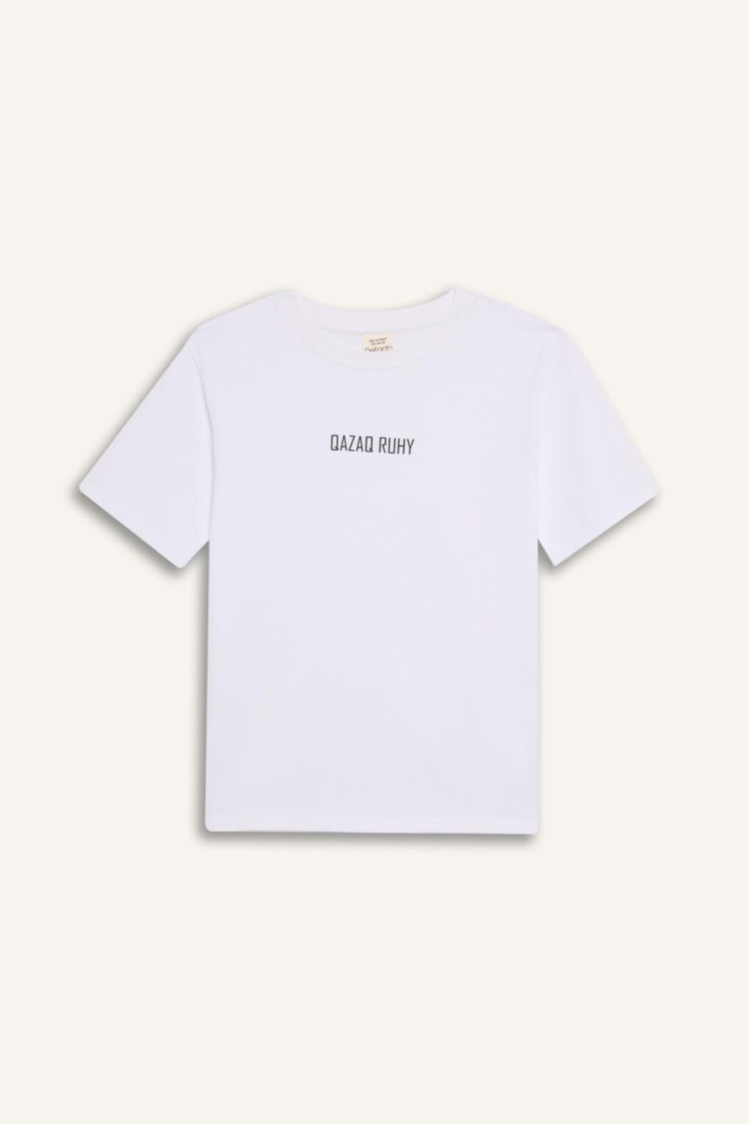 BOYS & TEENS White Boy Crew Neck Printed Short Sleeve T-Shirt