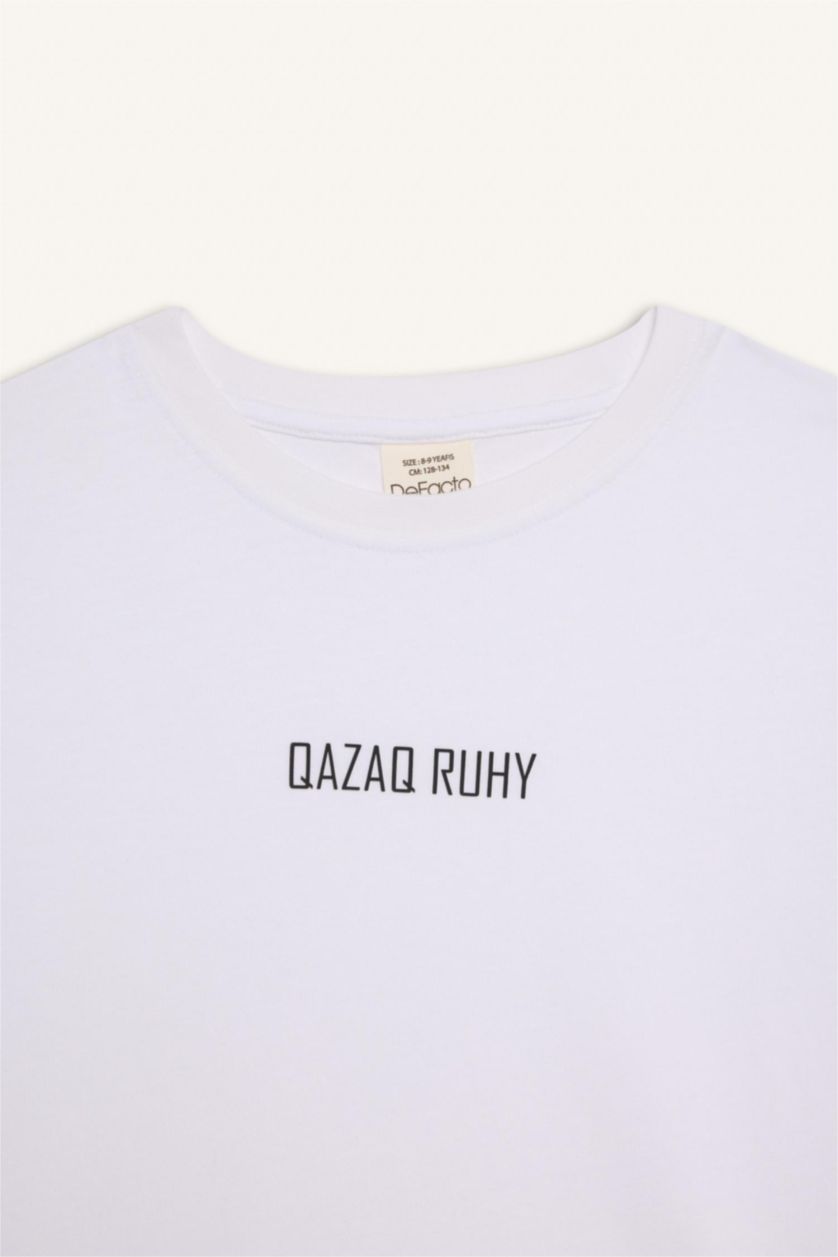 BOYS & TEENS White Boy Crew Neck Printed Short Sleeve T-Shirt